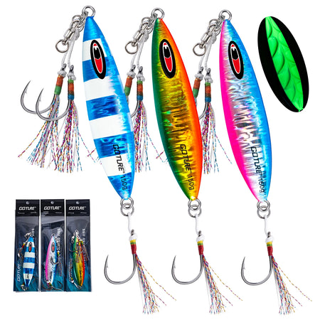 Goture Luminous Slow &amp; Fast Sinking Jig Fishing Lure for Saltwater Casting 3pcs Slow jig Lure / 250g