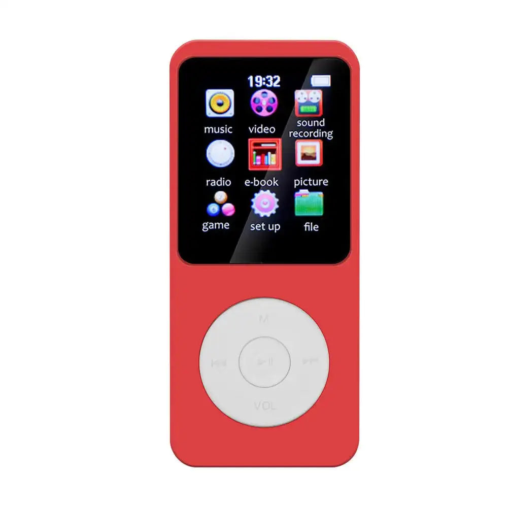 Portable MP3 Player Bluetooth 5.0 Built In Speaker FM Radio Red