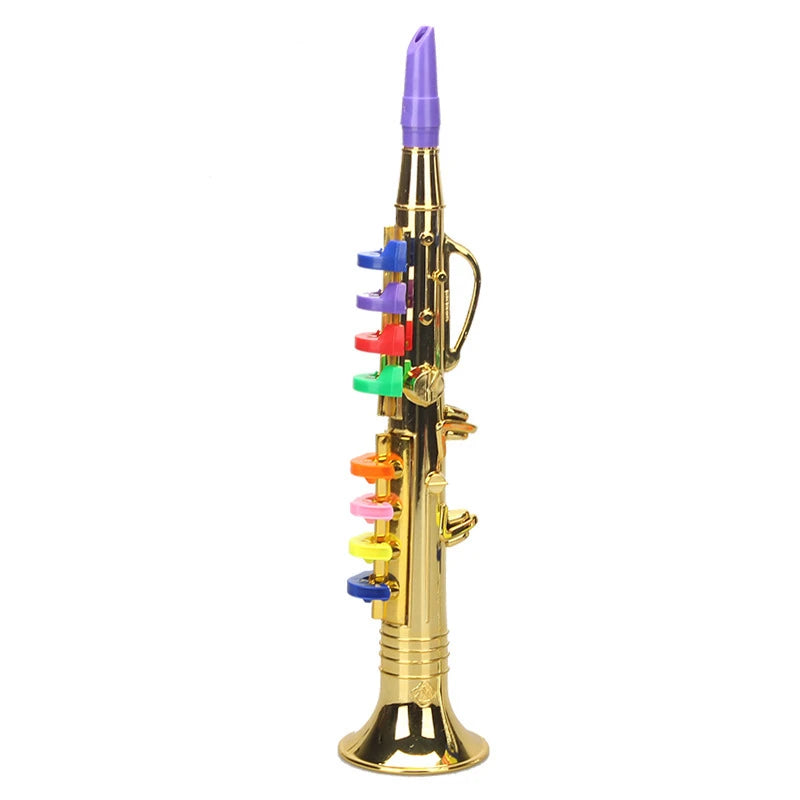 Children's Educational Toy Trumpet, Clarinet &amp; Saxophone Simulation Instruments for Early Learning Vertical sax - Gold