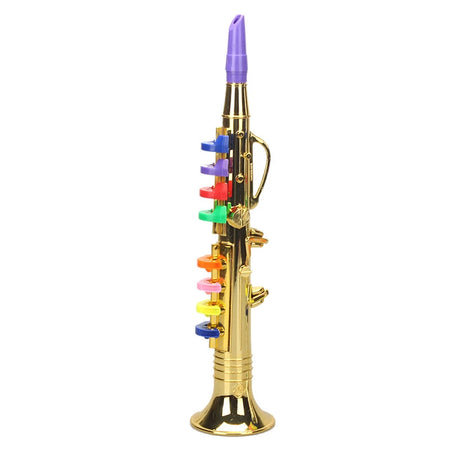 Children's Educational Toy Trumpet, Clarinet &amp; Saxophone Simulation Instruments for Early Learning Vertical sax - Gold