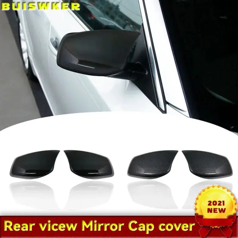Mirror lamp cover Glossy black Carbon Fiber texture ABS plastic suitable for BMW 5 Series E60 E61 E63 E64 2004-2007 models by InterCyprus Trading Ltd
