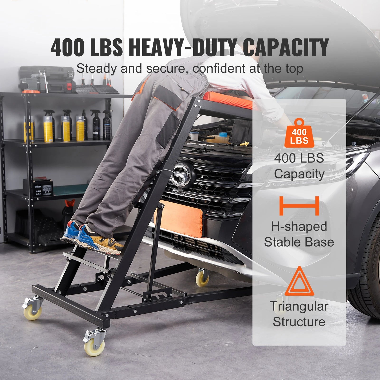 SucceBuy Topside Creeper 42.5-64.8in &ndash; 400 LBS Capacity