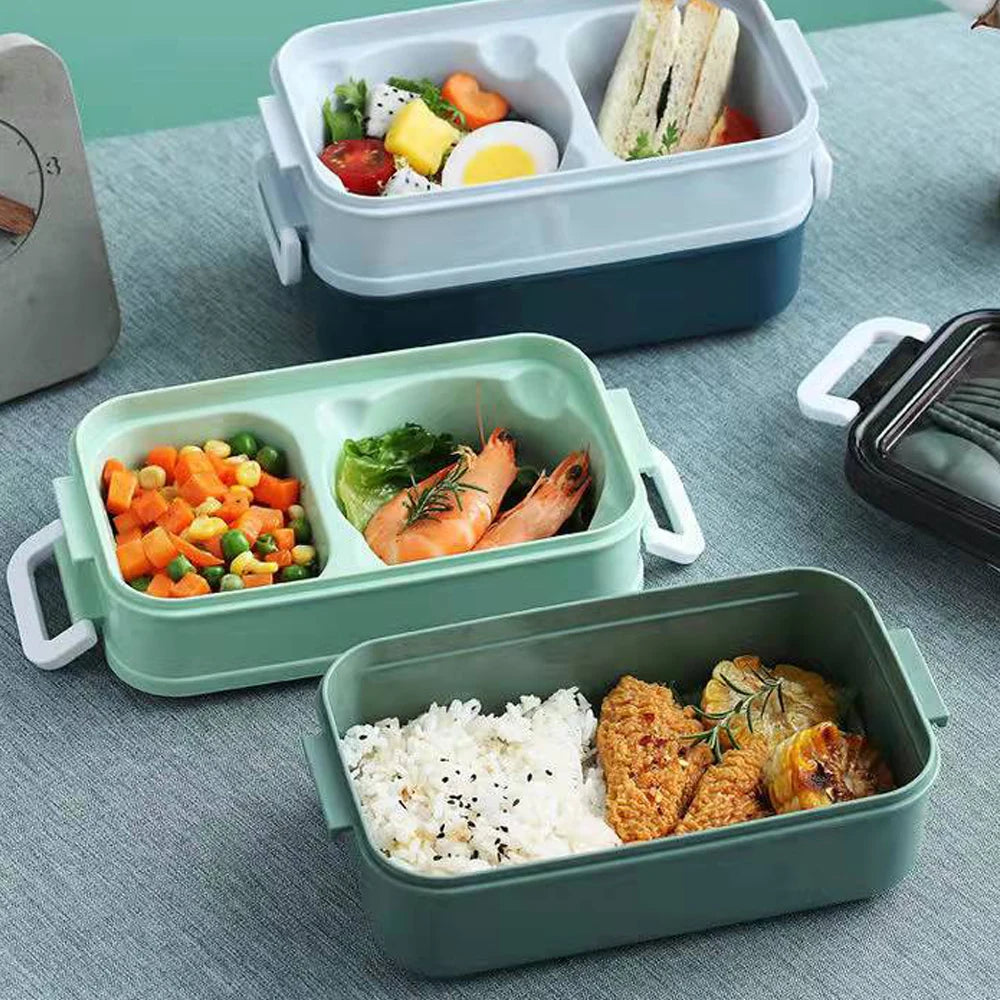 1Pc 1400ml Double Layer Lunch Box &ndash; Microwave Safe Design
