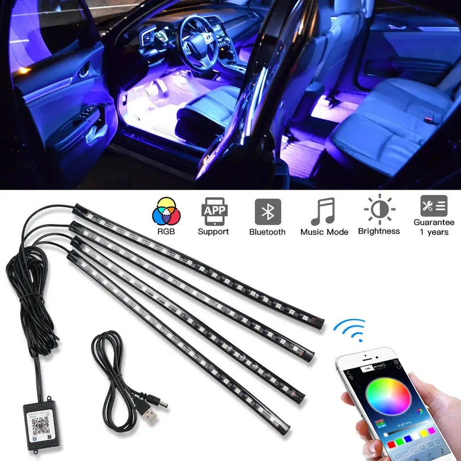 Neon ambientní interiérová LED světla pro dekoraci nohou auta RGB páska