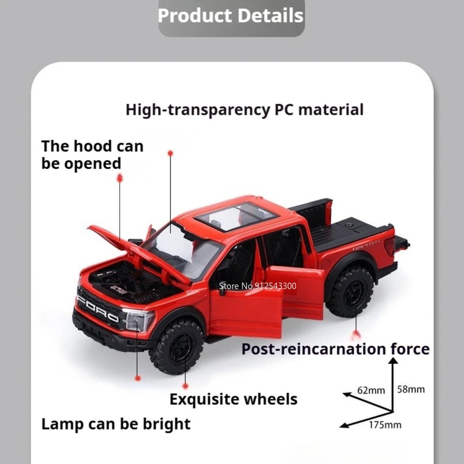 Modelo de coche de aleación de fundición a presión para réplica de Ford F-150 GT500