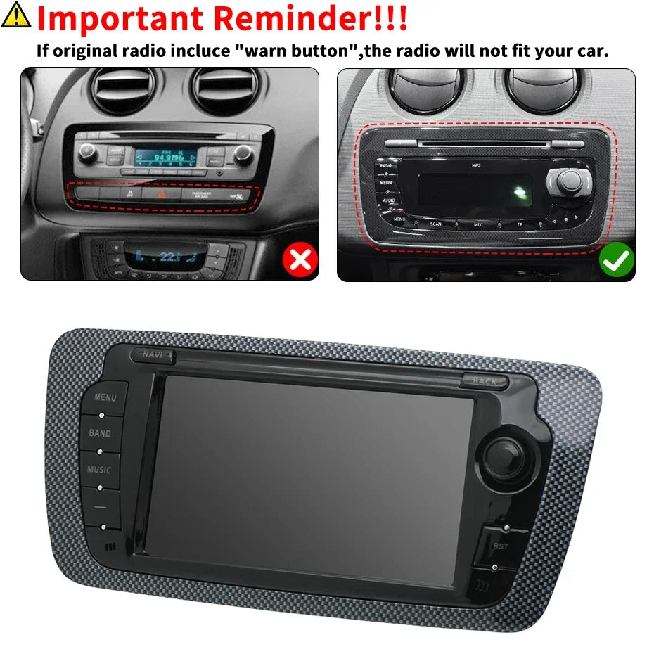 7-calowy Android Radio Samochodowe Double Din do Seat Ibiza 6J 2009-2013, bezprzewodowy CarPlay, GPS, Bluetooth, WiFi, FM RDS