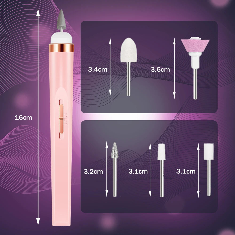 YIKOOLIN 5 In 1 Electric Nail File - Cordless LED Nail Drill