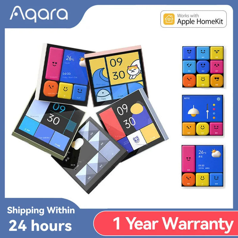 Interruptor Mágico Inteligente Aqara S1E WiFi Com Controlo Táctil E Ecrã LED HomeKit