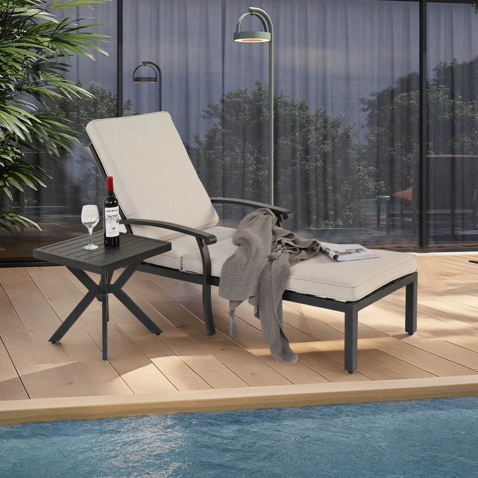 Vandtæt Poolside Chaise Lounge Med Justerbar Tilbøjelighed