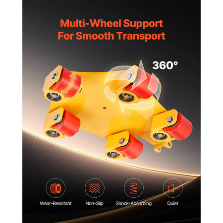 SucceBuy 8800 Lb Machinery Skat Dolly - 360 Cap PU Rollers