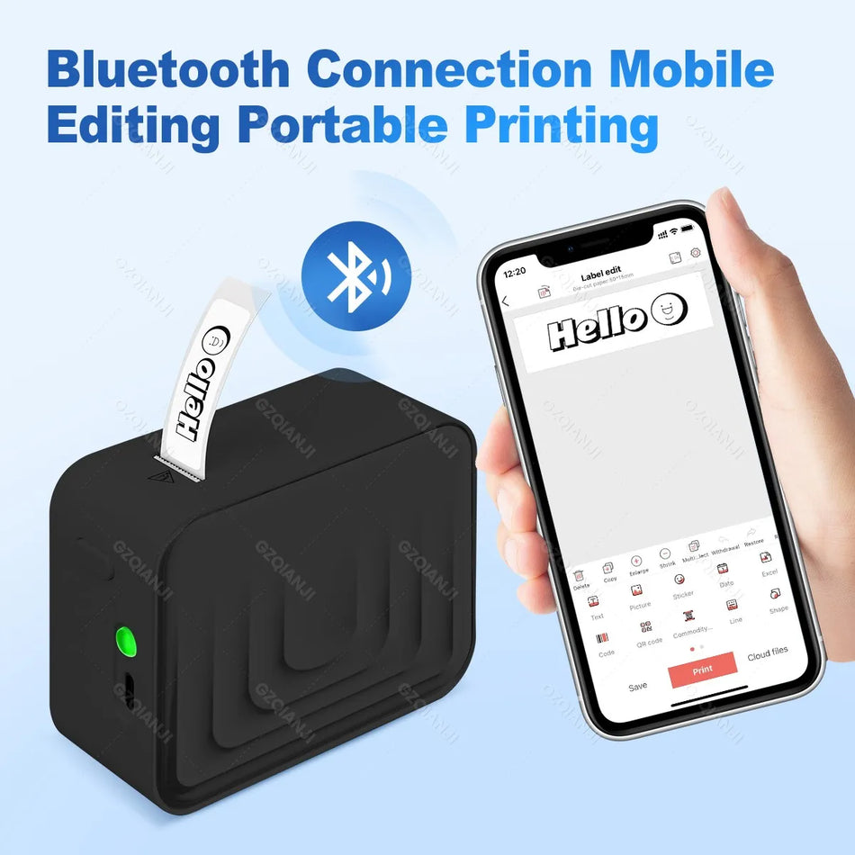 Prenosni termalni tiskalnik z Bluetooth brezbarvni mini tiskalnik nalepk za nalepke