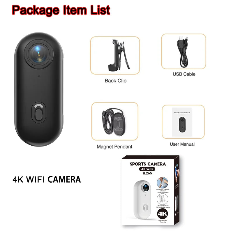 4K HD Mini Vlog Camera &ndash; WiFi Enabled Portable Action Recorder UHD Pro 4K (BK-Lite) / With 32G TF Card / CHINA