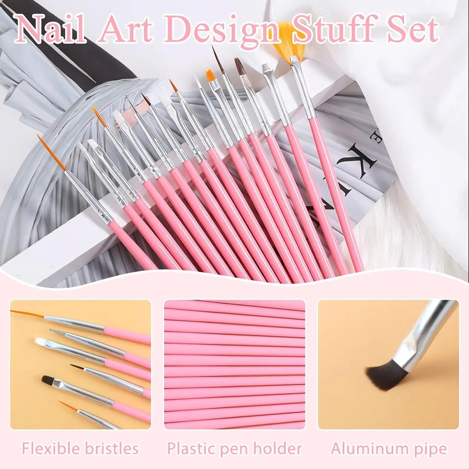 YIKOOLIN 15pcs Nail Paint Brushes Set &ndash; Nail Art Tools