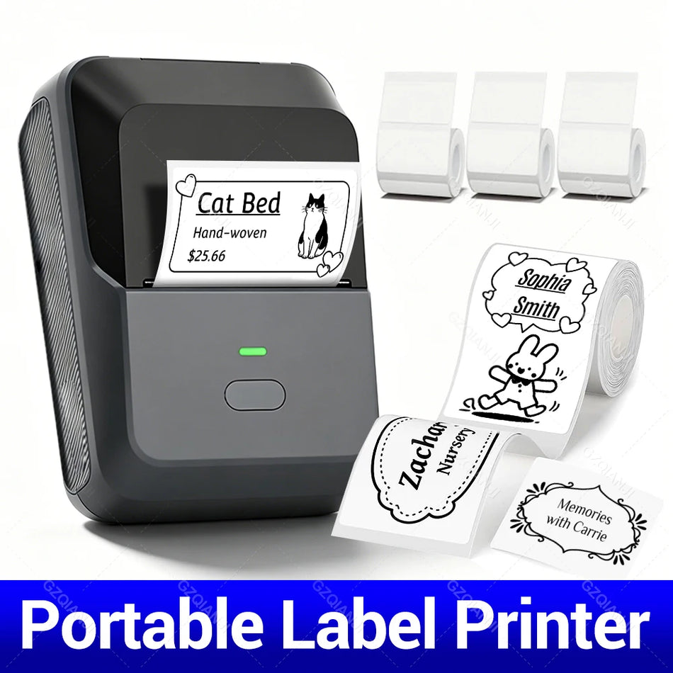 Mini Bluetooth Thermal Label Printer for Labels and Barcodes, Pocket Size