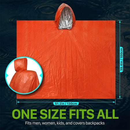 Emergency Rain Poncho &amp; Survival Blanket - Waterproof Gear for Outdoor Adventures