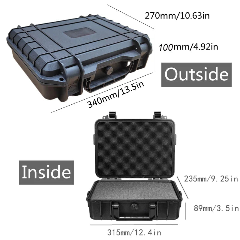 ABS Plastic Hard Carry Case Tool Box &ndash; Shockproof Storage 340x270x100mm