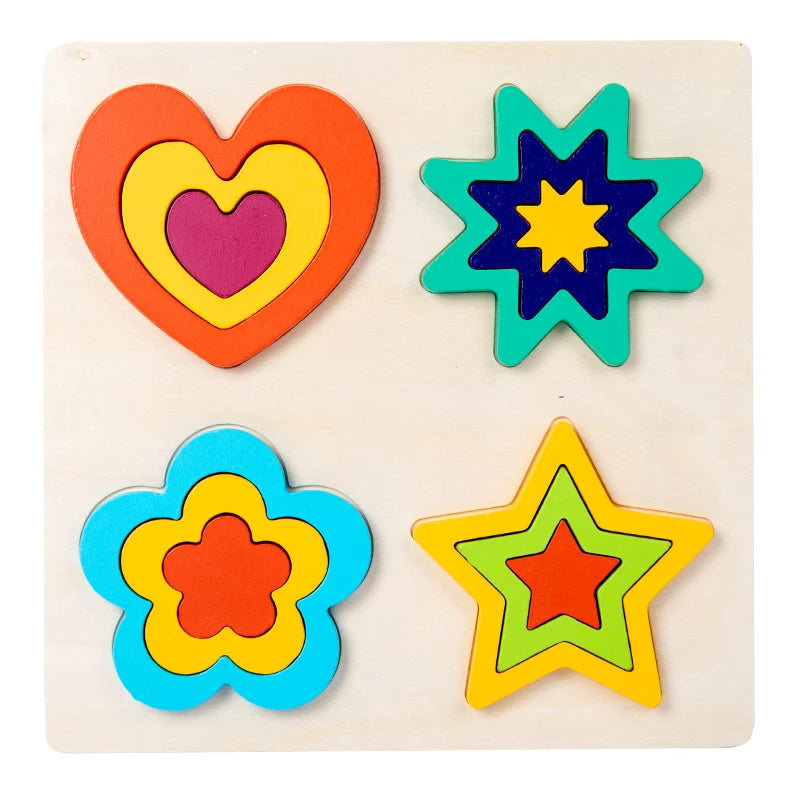 Montessori Wooden Shape Peg Puzzles &ndash; Educational Toy Set NB151C2