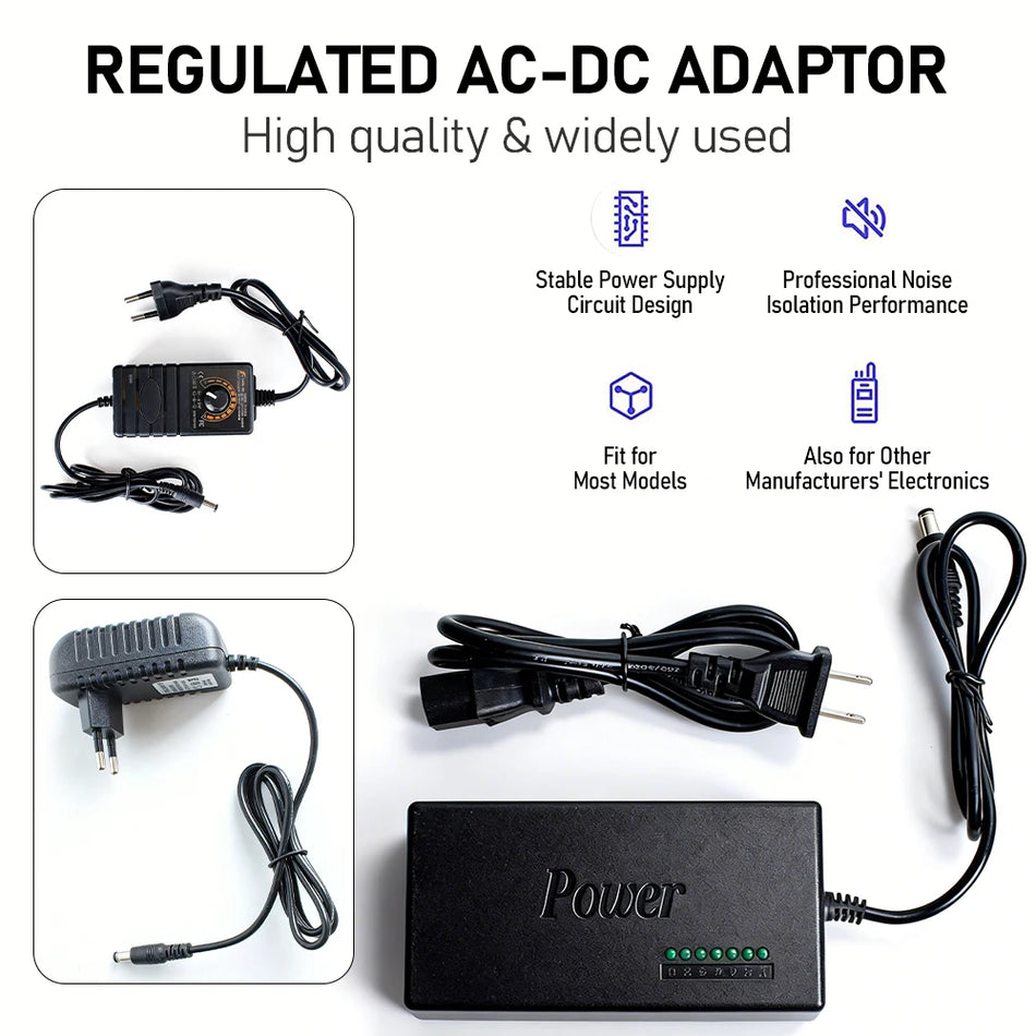 Adaptador de Alimentação AC DC Universal Com Tensão Ajustável Para Dispositivos de 5V 12V 24V
