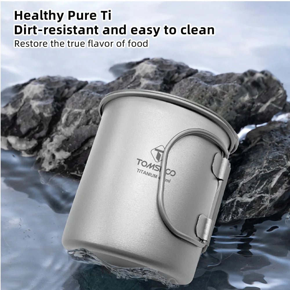 Travel Mug With Spoon Pure Ti Folding Handle &ndash; Lightweight