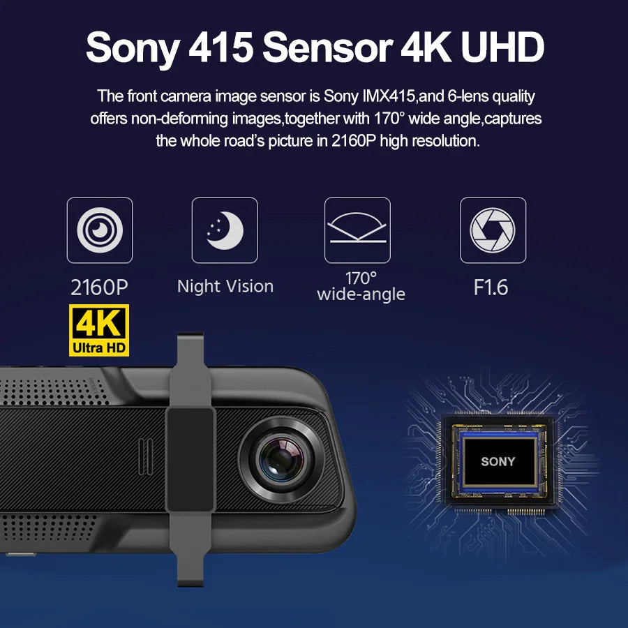 ACCEO A37P 4K Dash Cam Rearview Mirror &ndash; 10 Inch Touch