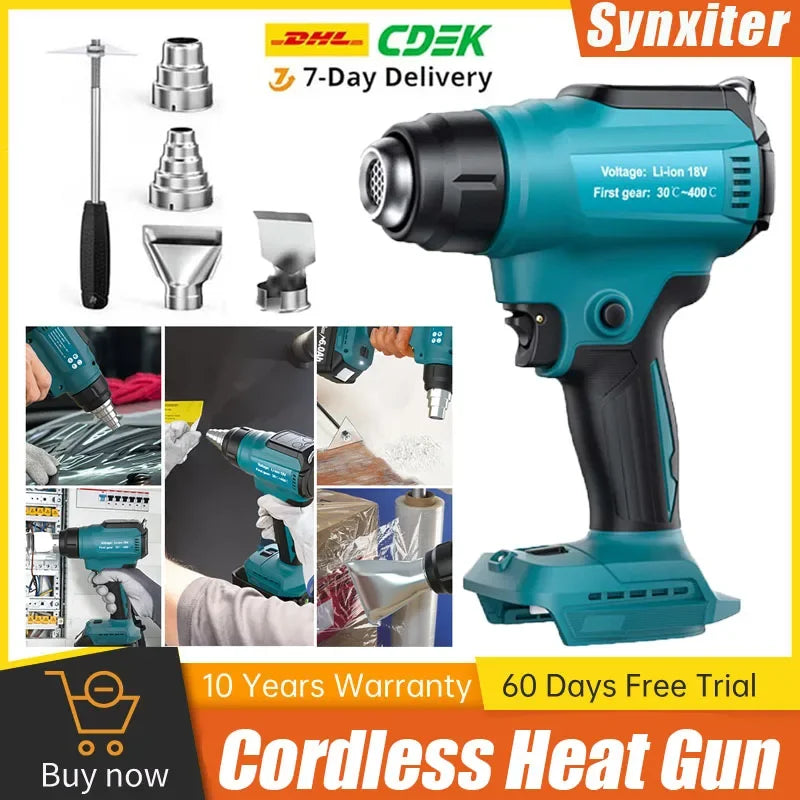 Juhtmeta kuumapuhur Makita 18V jaoks, reguleeritav temperatuur, 4 düüsi