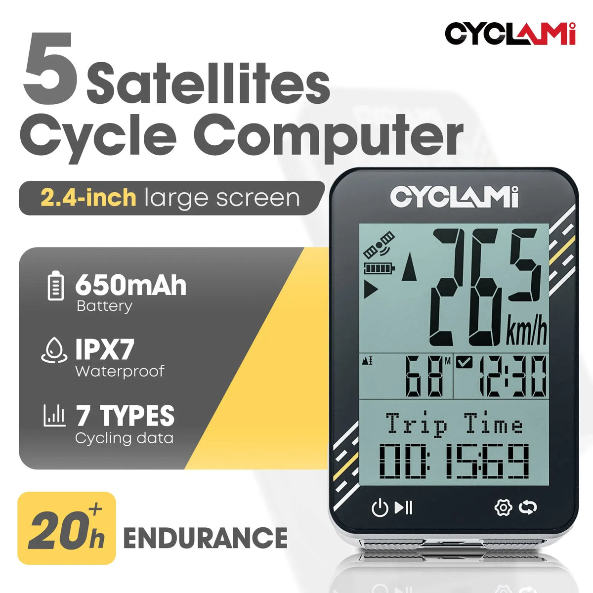 CYCLAMI BKV-310 &ndash; IPX7 Waterproof GPS Bicycle Computer