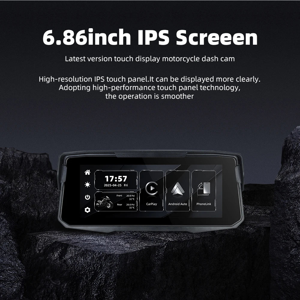 EKIY 6.86 Inch Motorcycle GPS &ndash; Wireless CarPlay and Android Auto Compatibility