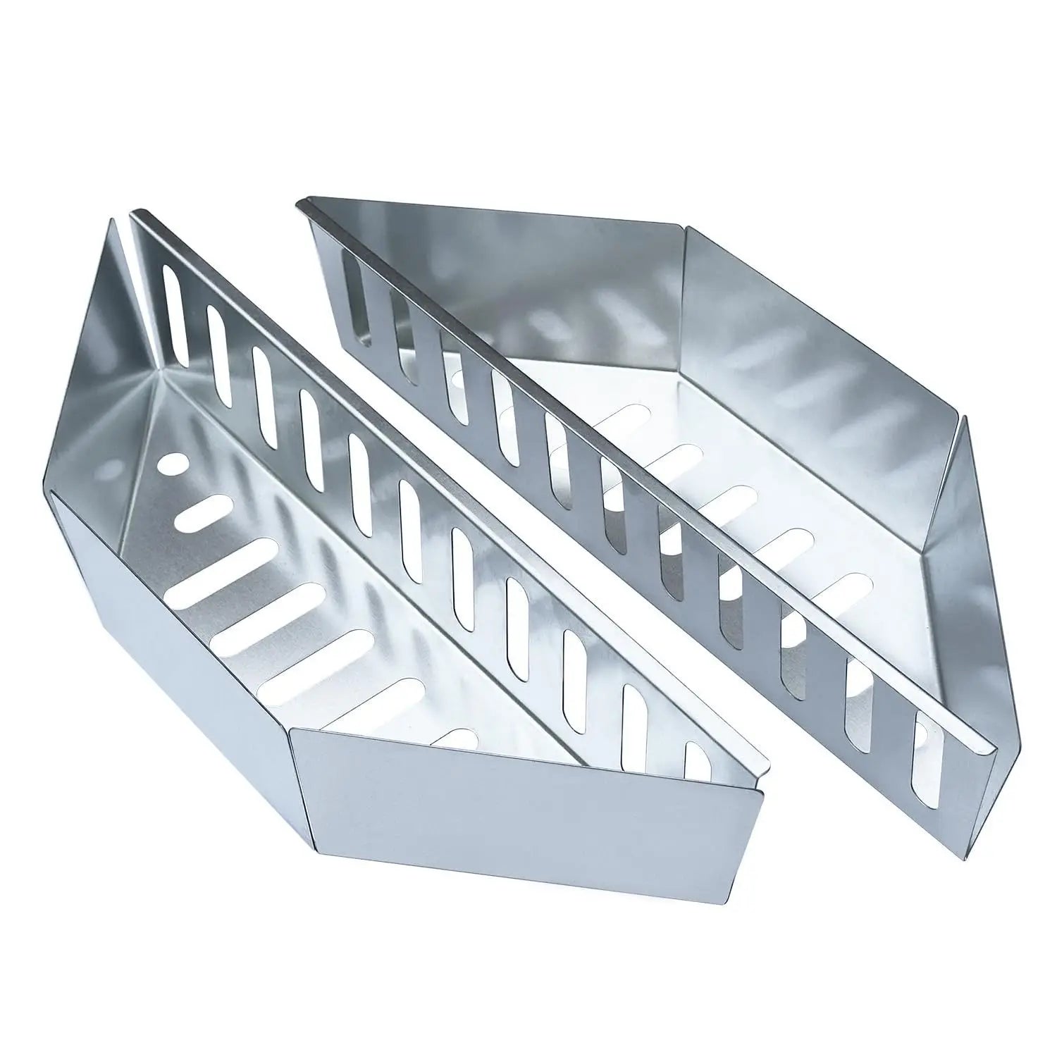 Premium Stainless Steel BBQ Charcoal Grill Basket Holders - Set of 2