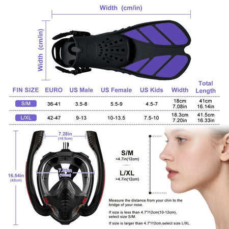 Underwater Snorkeling Full Face Mask Set &ndash; Safe Breathing