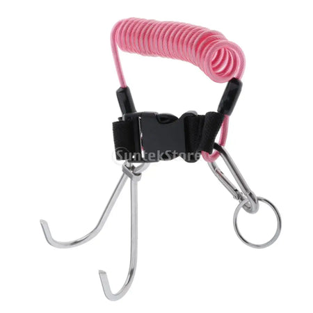 Diving Reef Hook Spiral Coil Lanyard &ndash; Stainless Coil Strap Type B Pink