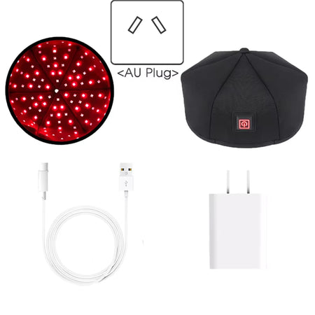 Hair Growth Cap 660 LED Light Therapy &ndash; Anti Hair Loss AU PLUG Black