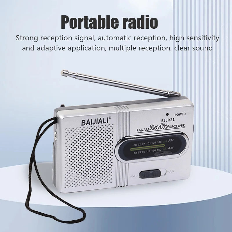 BC-R2 Portable Retro Radio with Telescopic Antenna, AM/FM Stereo