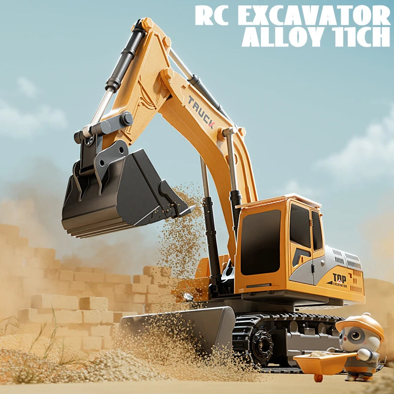 Alloy RC Excavator 11CH Remote Car &ndash; Realistic Lights