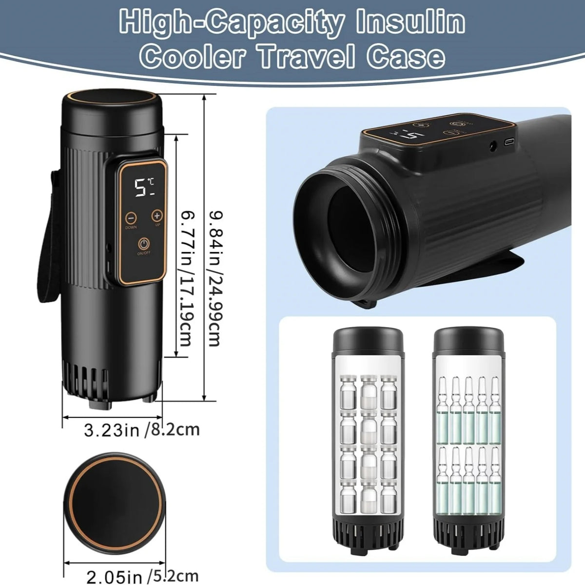 Portable Insulin Travel Cooler Cup &ndash; Digital Temp Display