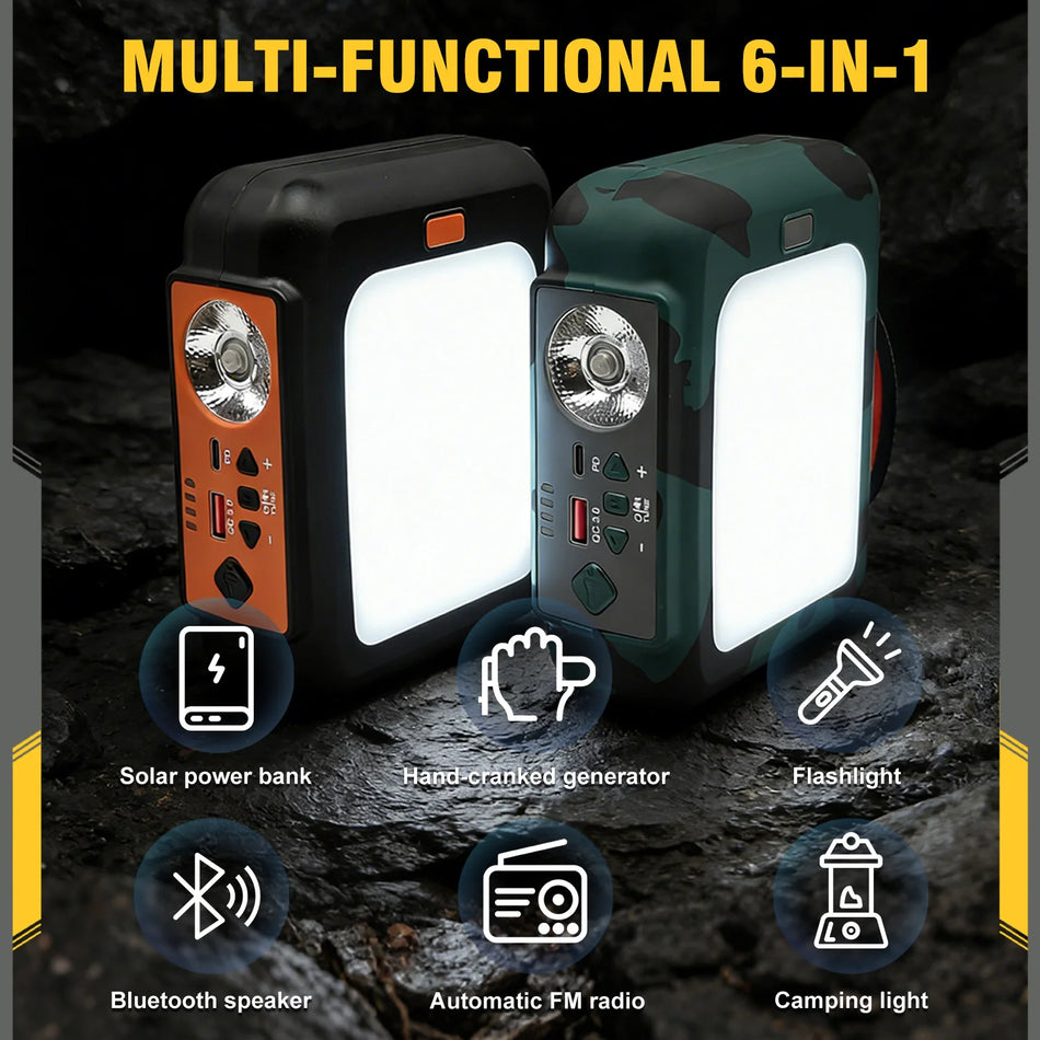 Prenosni nujni solarni radio z ročnim generatorjem FM Bluetooth LED lučka 10000mAh