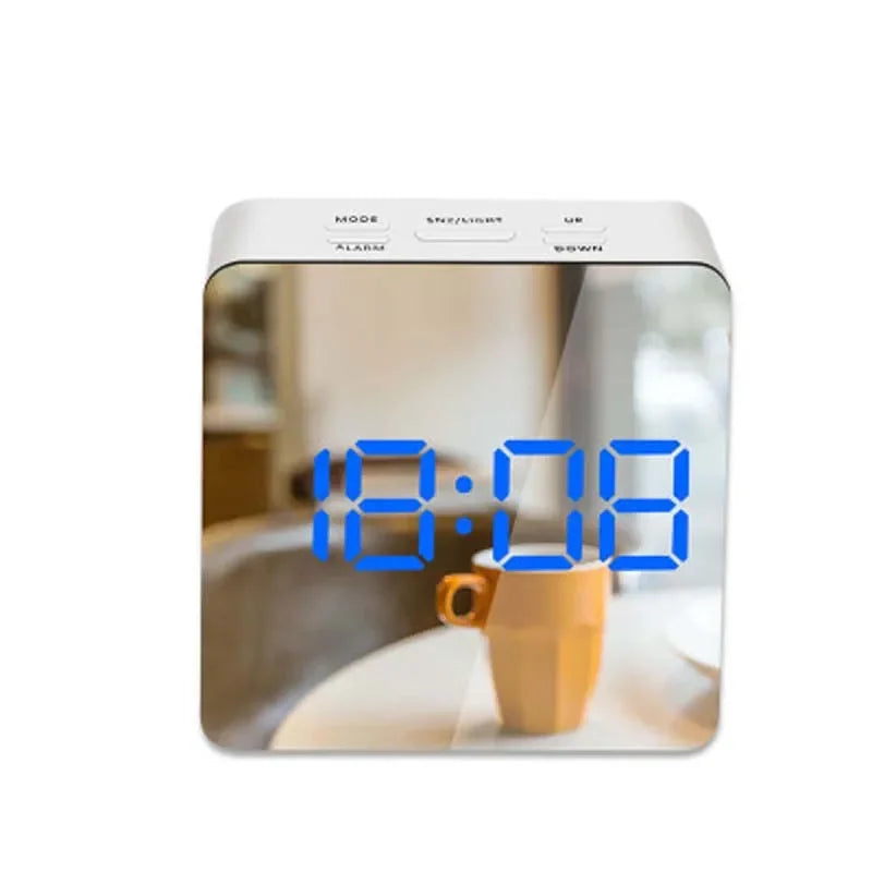 LED Mirror Alarm Clock &ndash; Large Display with Snooze Function A02
