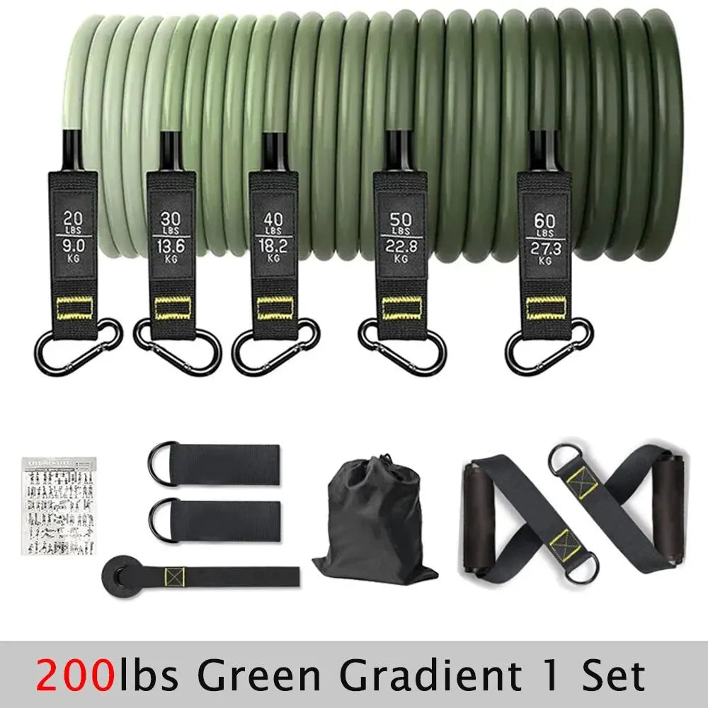 Resistance Bands Set for Men &amp; Women - Fitness, Home Gym, Strength Training 200lbs Green
