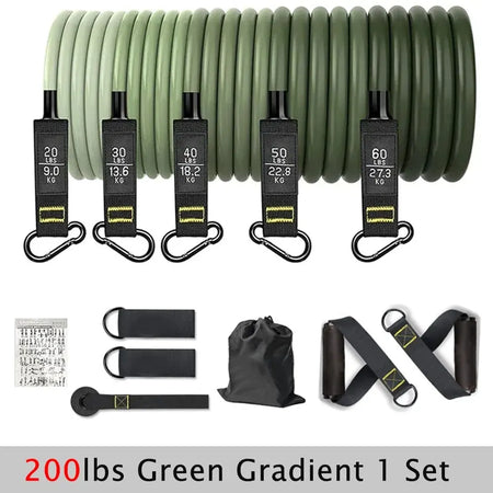 Resistance Bands Set for Men &amp; Women - Fitness, Home Gym, Strength Training 200lbs Green
