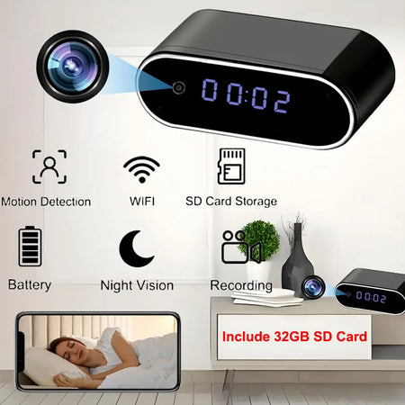 4K Ultra HD Smart Alarm Clock Camera &ndash; Night Vision Motion Detection Default Title