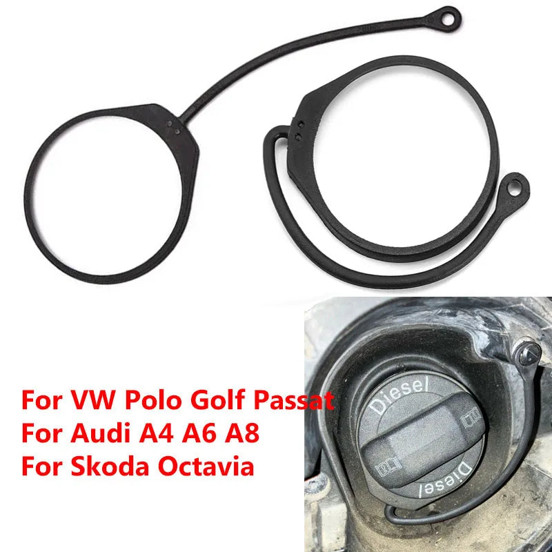 Tapa de tanque de combustible de plástico negro resistente y duradera con cuerda antiperdida para Audi Jetta