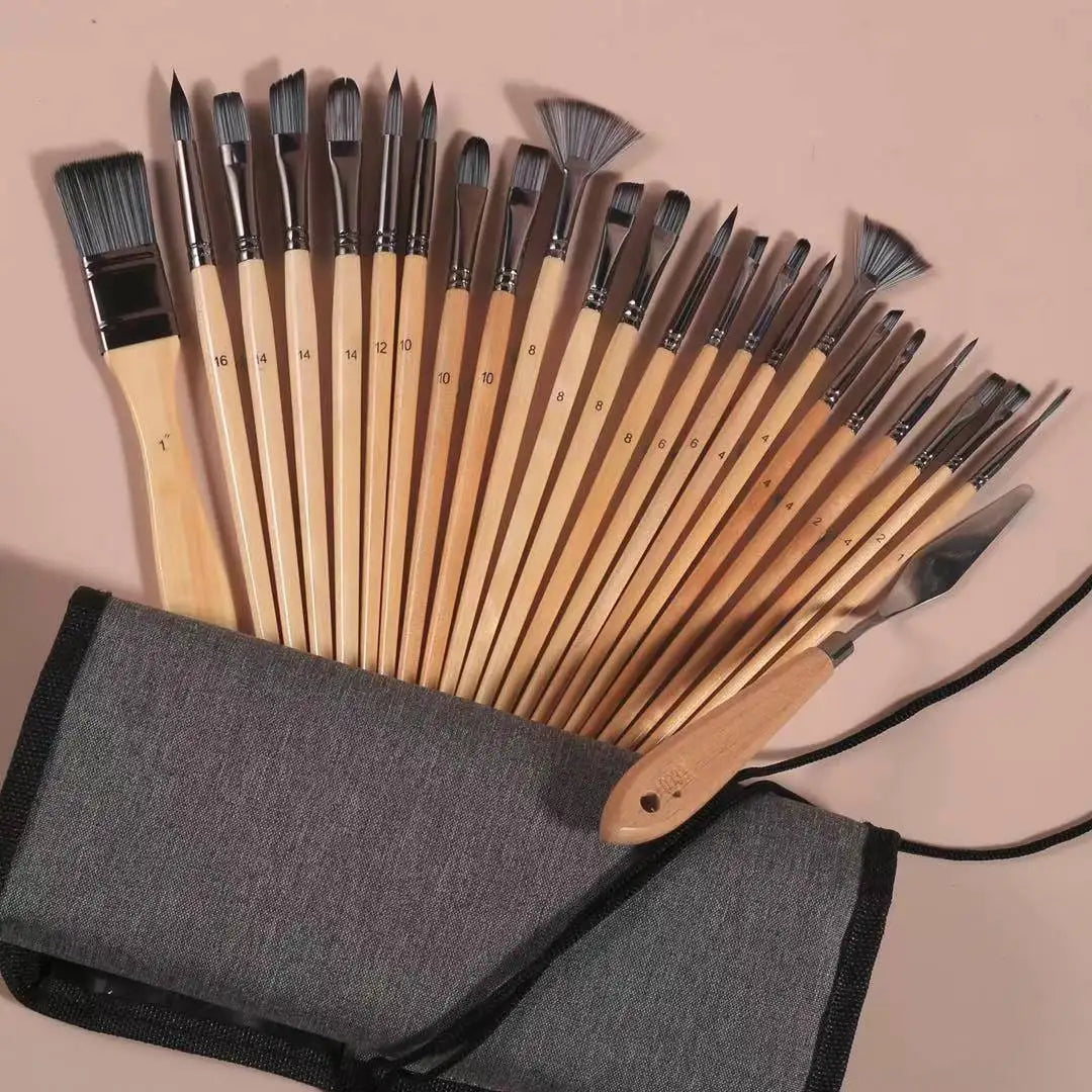 Nylon Hair Birch Brush Set &ndash; Watercolor And Acrylic