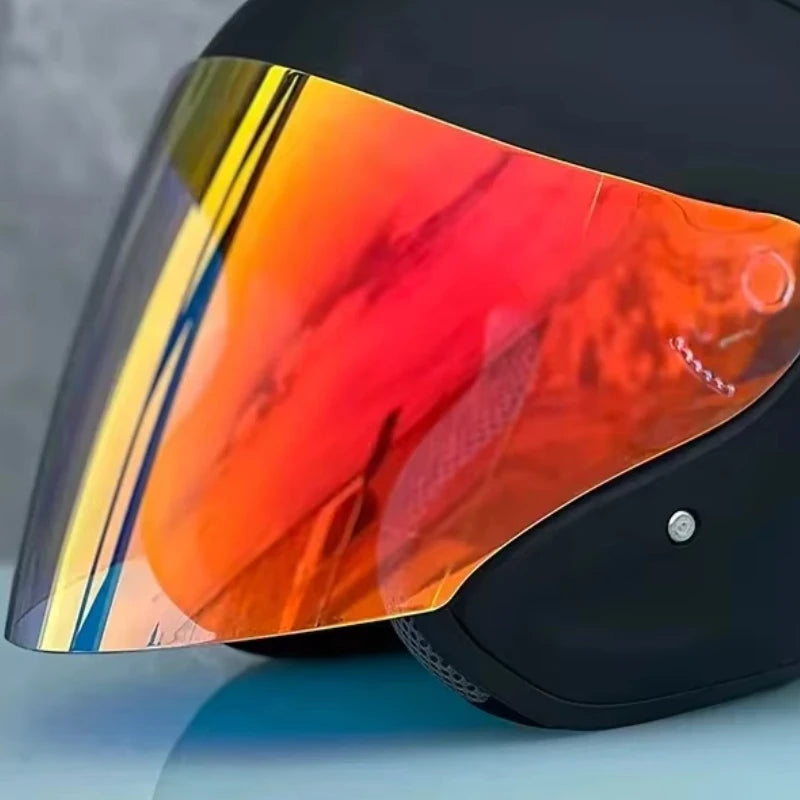 Ram4 Unisex Matte Black Half Helmet for Motorcycle and Off-Road Riding Gold / XL