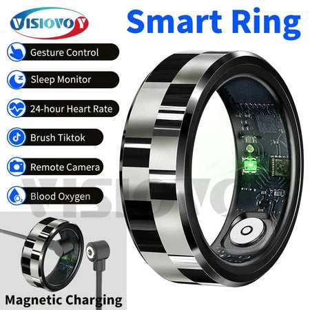 Visiovoy Smart Ring with NFC, Health &amp; Sleep Monitor, 5ATM Water Resistant, Multi-Sport Mode black / 8