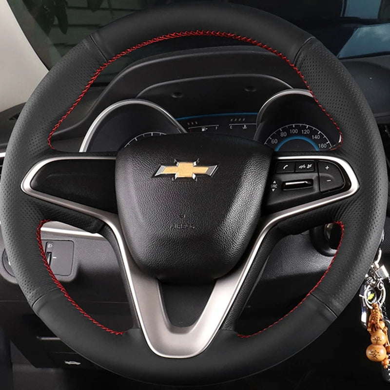 Hand Stitched Leather Steering Wheel Cover For Chevrolet Aveo Cavalier Sail Lova 2015-2017
