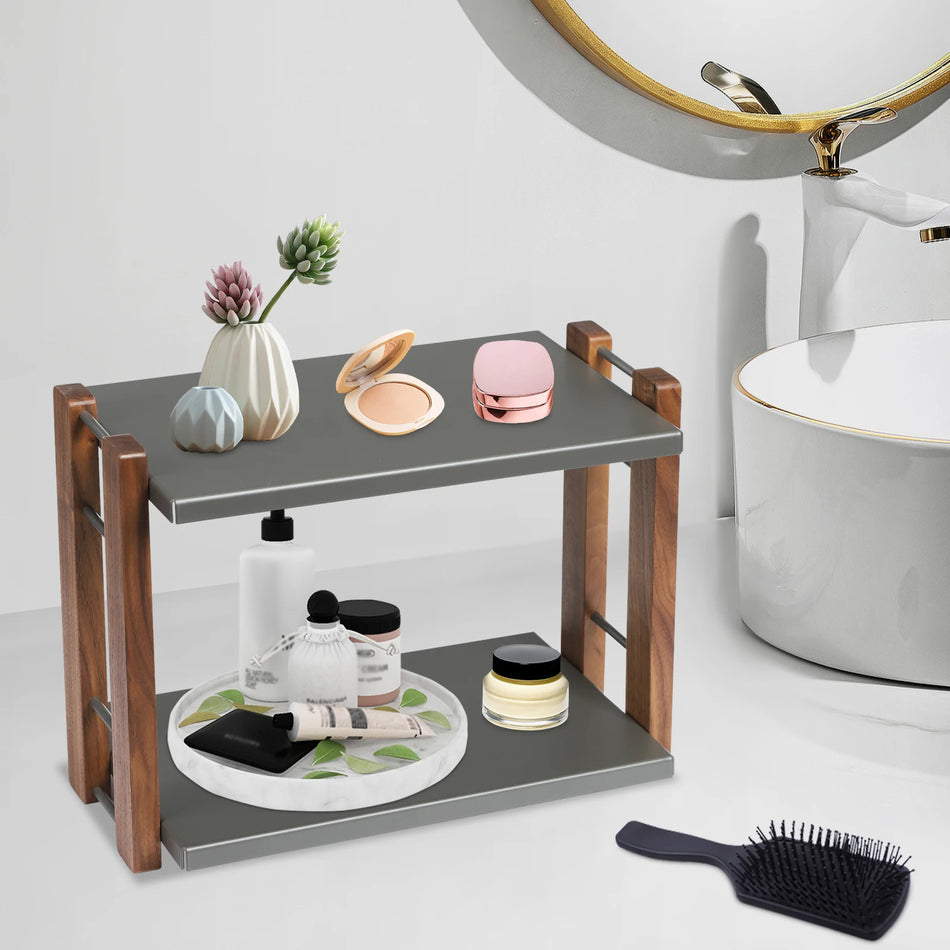 Two Tier Table Standing Makeup And Dressing Table Organizer