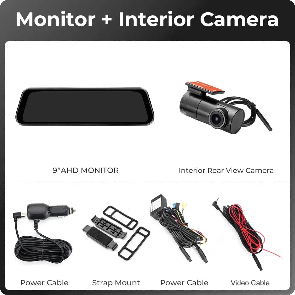 9 Inch Rearview Mirror Dash Cam With 4K Front And 1080P Rear Camera by InterCyprus Trading Ltd