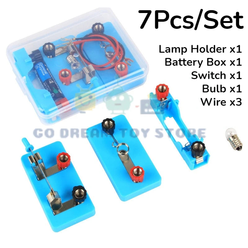 OLOEY Electric Circuit Learning Kit &ndash; Engaging STEM Experiment for Kids 7Pcs Blue Boxed