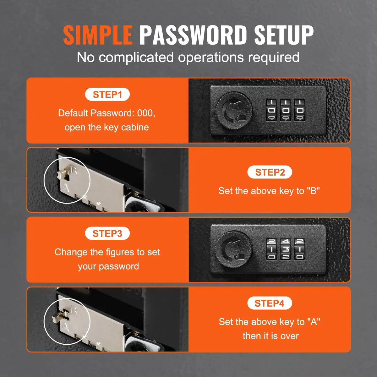 48 Key Cabinet Lock Box with Adjustable Racks