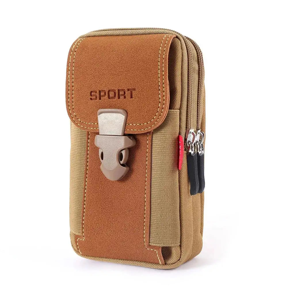 Men Canvas Running Pouch Waist Bag Travel Phone Pocket B