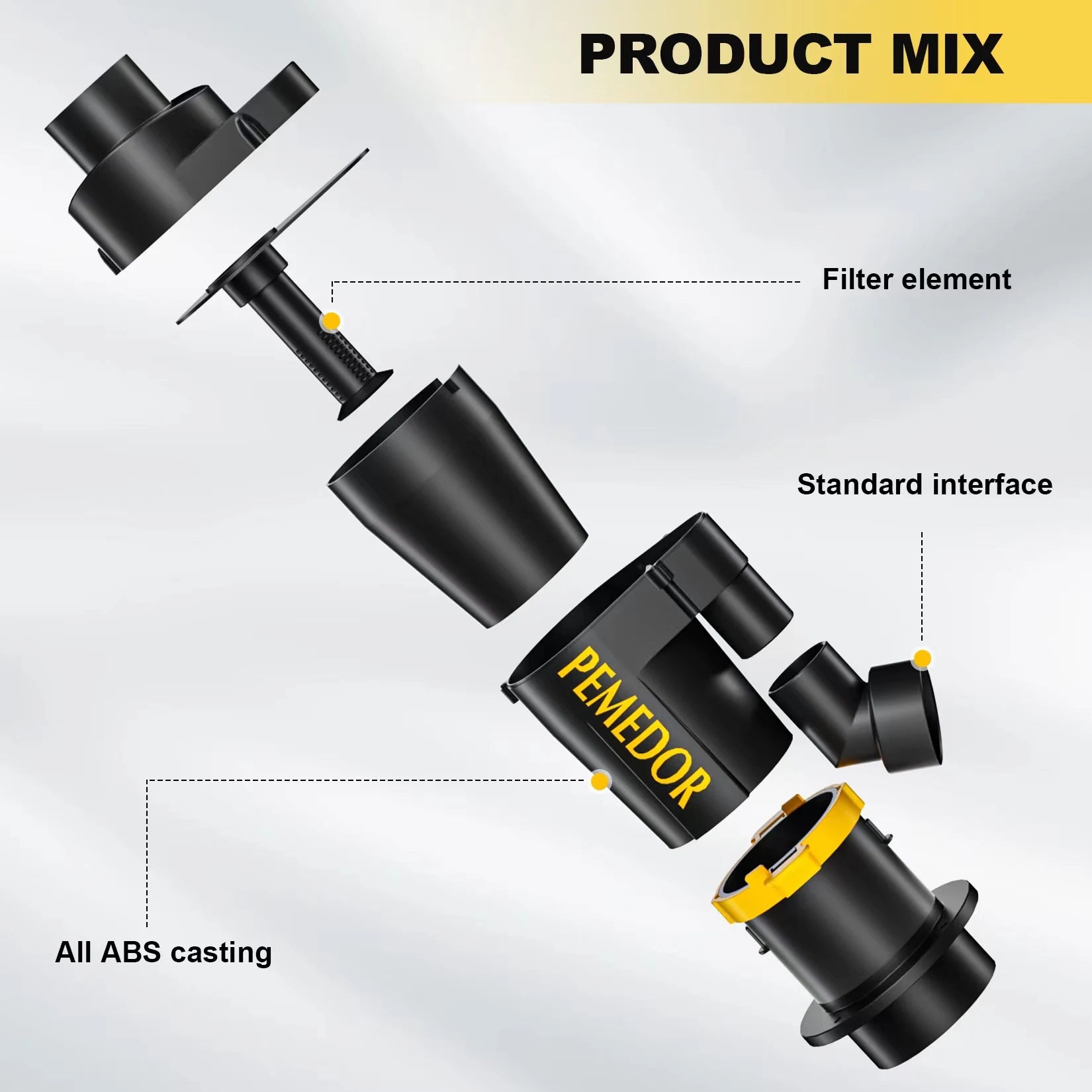 PEMEDOR 50mm Cyclone Dust Collector with Dual Filter Elements for Woodworking